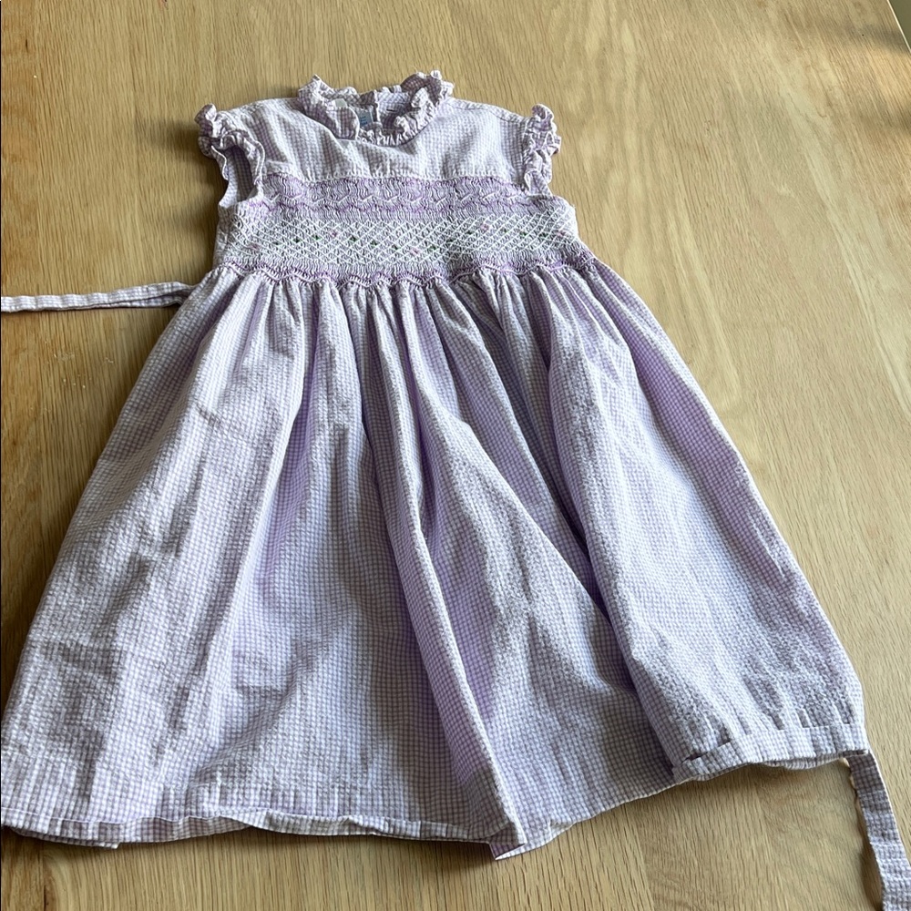 Girls Lavender Smocked Ruffle Dress